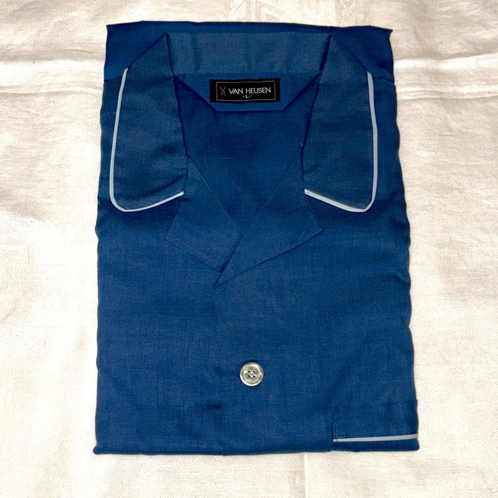 Van Heusen Vintage Men's Navy Blue Pajamas 1980s - Size L - Great Christmas Gift